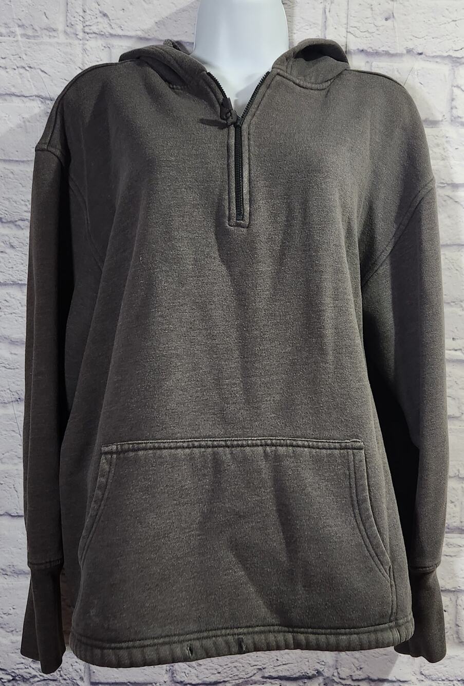 Lady Foot Locker Sport Gray 1/4 Zip Hoodie Large Lightweight Long Sleeves Soft
